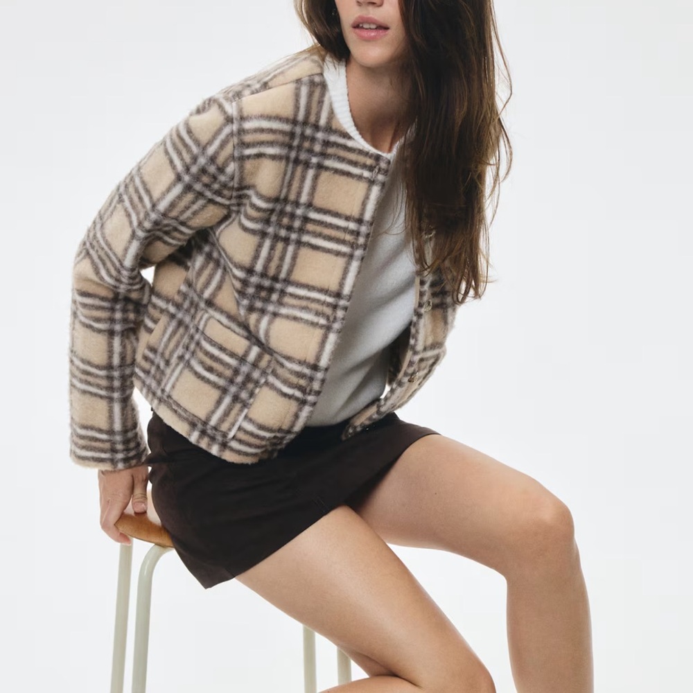 H&M Plaid Brushed Fleece Women's Jacket Cardigan NWT